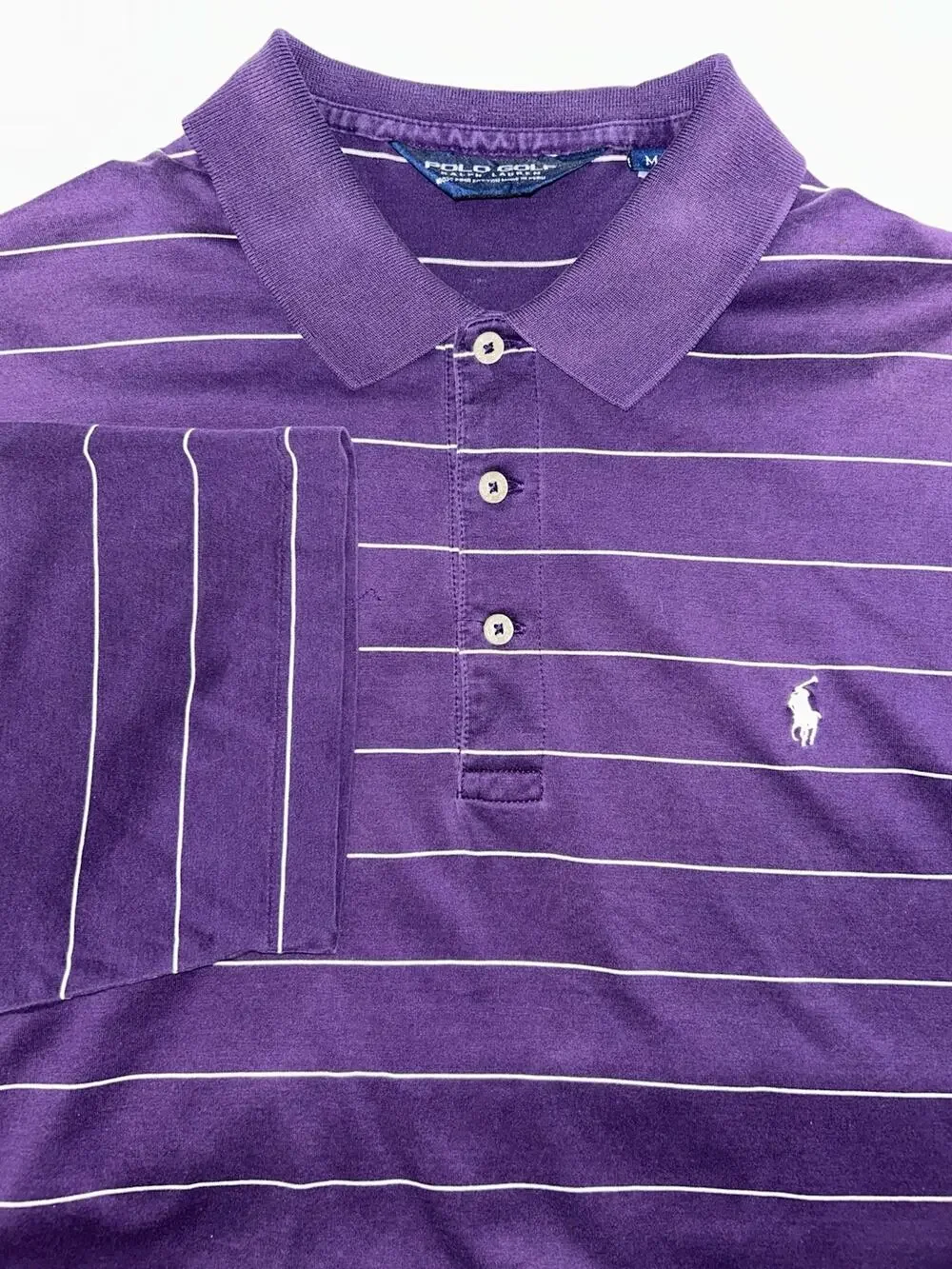 Polo Golf Ralph Lauren Polo Shirt Men's Medium Purple & White Striped Size M